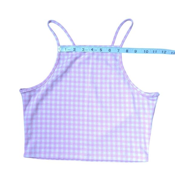 Simons Pink Checkered High Neck Tank Top Women Size Small - Picture 4 of 8